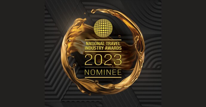2023 National Travel Industry Awards nominee logo featuring a golden design | MSC Cruises